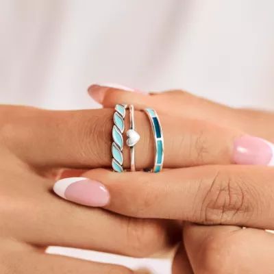 Mosaic, Heart and Twist Ring Stack - Image 2