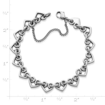 Heart Link Charm Bracelet in Sterling Silver - Image 2