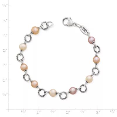 Twisted Wire Link Bracelet with Multi-Colored Cultured Pearls in Sterling Silver - Image 3