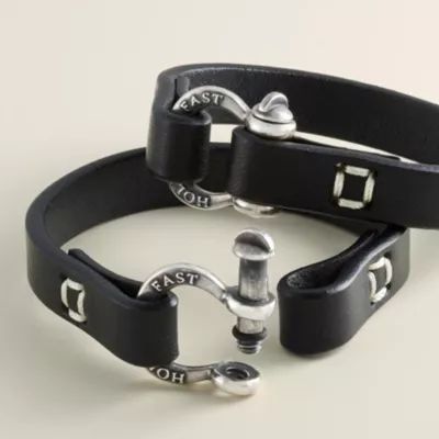 "Hold Fast" Leather Bracelet in Bronze with Brown Leather or Sterling Silver with Black Leather - Image 4