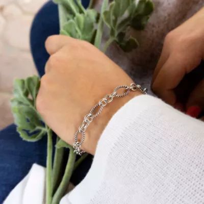 Oval Twist Charm Bracelet in Sterling Silver - Image 3