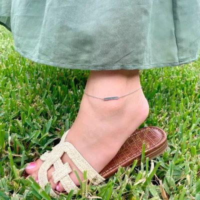 Petite Engravable Horizon Anklet in Sterling Silver - Image 4