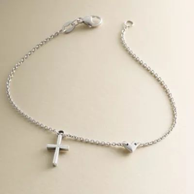 Faith and Love Link Bracelet in Sterling Silver - Image 2
