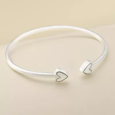 Two Hearts Flexible Cuff Bracelet in Sterling Silver - Image 2