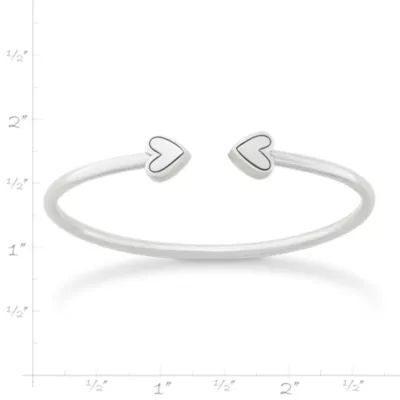 Two Hearts Flexible Cuff Bracelet in Sterling Silver - Image 7