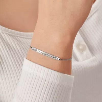 God is Within Her Slider Bracelet in Sterling Silver - Image 5