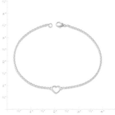 Heart Station Charm Anklet in Sterling Silver - Image 5