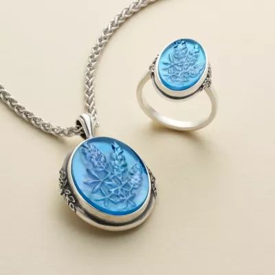 Sculpted Bluebonnet Layered Gemstone Ring in Sterling Silver - Image 4