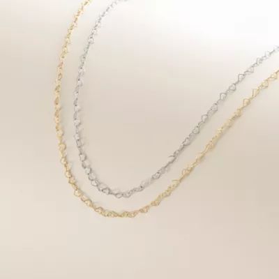 Delicate Connected Hearts Chain in Sterling Silver or 14K Yellow Gold - Image 3