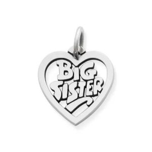 "Big Sister" Heart Charm in Sterling Silver