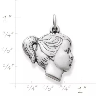 Girl's Profile Charm in Sterling Silver - Image 2