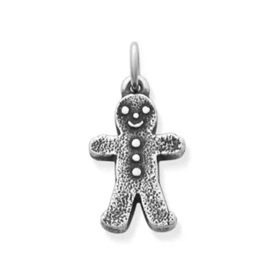 Gingerbread Boy Charm in Sterling Silver