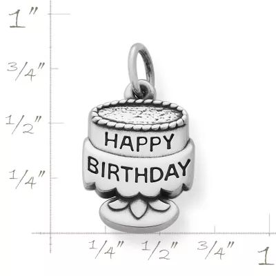 Tiny Birthday Cake Charm in Sterling Silver - Image 2