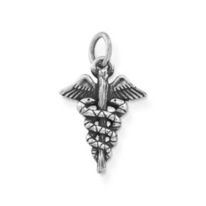 Caduceus Charm in Sterling Silver