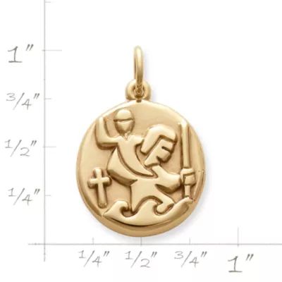 Round St. Christopher Medal Charm in 14K Yellow Gold - Image 2