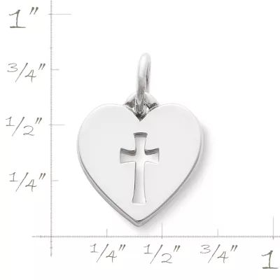 Crosslet Heart Charm in Sterling Silver or 14K Yellow Gold - Image 2