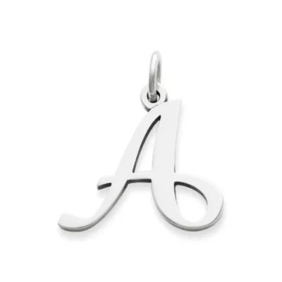 Large Script Initial Charm in Sterling Silver