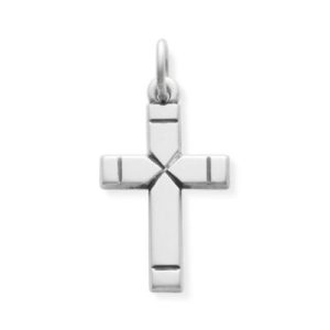 Small Plain Latin Cross Charm in Sterling Silver or 14K Yellow Gold