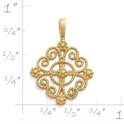 Twisted Wire Lacy Cross Pendant in 14K Yellow Gold - Image 2