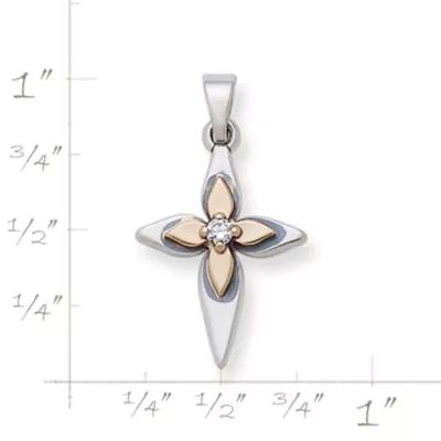 Light of Christ Cross Pendant in Sterling Silver and 14K Yellow Gold - Image 3