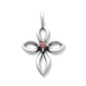 Avery Remembrance Birthstone Cross Pendant in Sterling Silver or 14K Yellow Gold