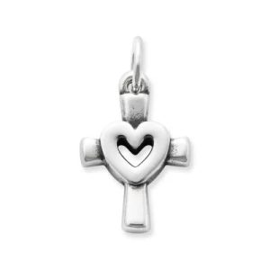Centered in Love Cross Charm in Sterling Silver