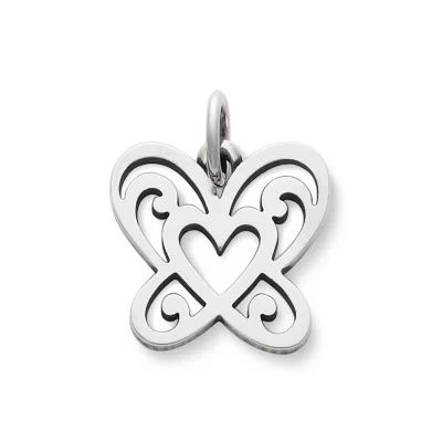 Open Butterfly Heart Charm in Sterling Silver