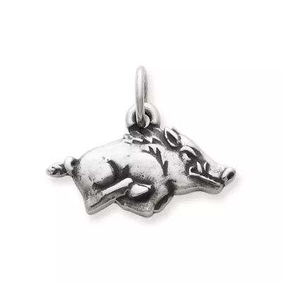 Arkansas Razorback Charm in Sterling Silver