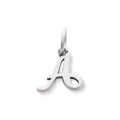 Script Initial Charm in Sterling Silver or 14K Yellow Gold