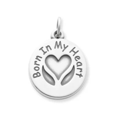 "Born In My Heart" Adoption Charm in Sterling Silver