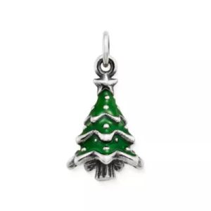 Enamel Christmas Tree Charm in Sterling Silver