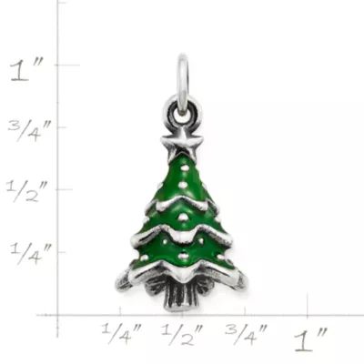Enamel Christmas Tree Charm in Sterling Silver - Image 3