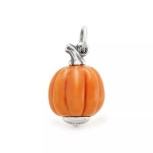 Harvest Pumpkin Art Glass Charm in Sterling Silver