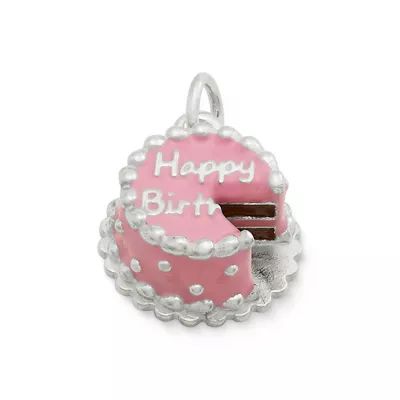 Enamel Birthday Cake Charm in Sterling Silver - Image 2