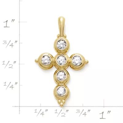 Antiquity Gemstone Cross Pendant in 14K Yellow Gold - Image 3