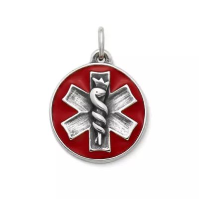 Enamel Medical Alert Charm in Sterling Silver