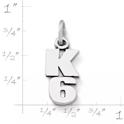K Drop Number Charm in Sterling Silver - Image 2