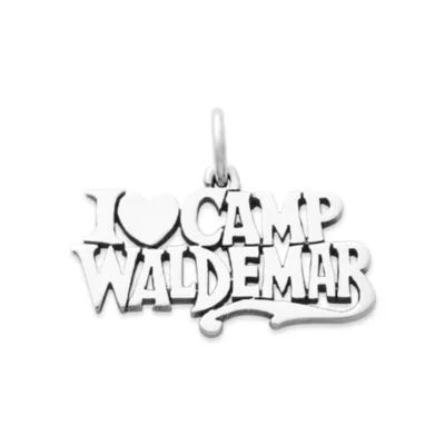 "I Love Camp Waldemar" Charm in Sterling Silver