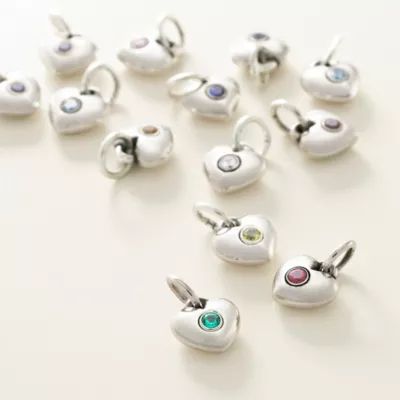 Keepsake Heart Birthstone Charm in Sterling Silver or 14K Yellow Gold - Image 2