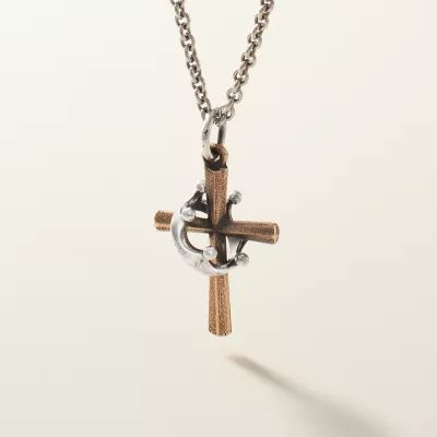 Christ the King Cross Charm in Sterling Silver and Bronze - Image 2