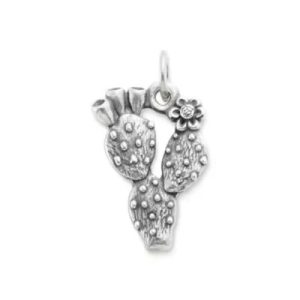 Prickly Pear Cactus Charm in Sterling Silver