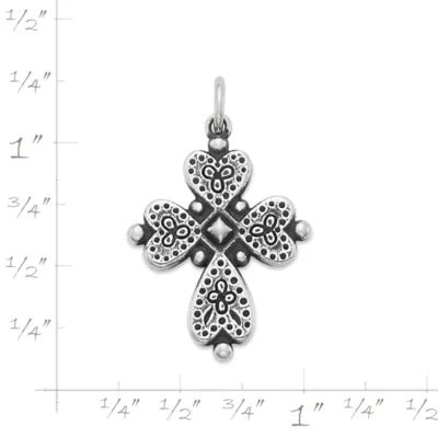 Heart's Devotion Cross Charm in Sterling Silver - Image 2