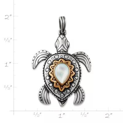 Sea Turtle Gemstone Pendant in Sterling Silver and Bronze - Image 5