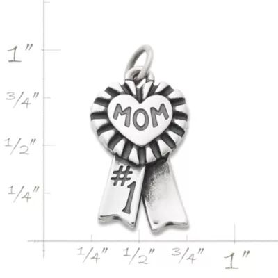 Blue Ribbon "Mom" Charm in Sterling Silver - Image 3