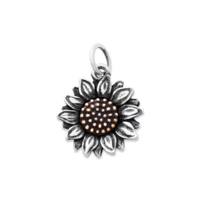 Wild Sunflower Charm in Sterling Silver and Bronze