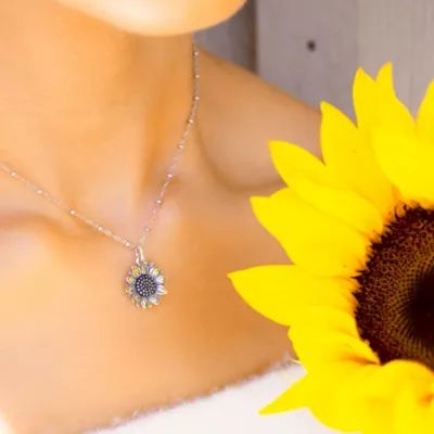 Wild Sunflower Charm in Sterling Silver and Bronze - Image 5