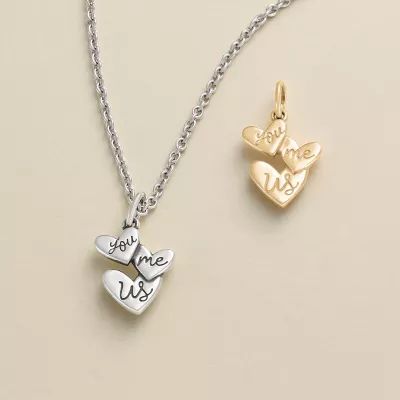 "You Me Us" Charm in Sterling Silver or 14K Yellow Gold - Image 3