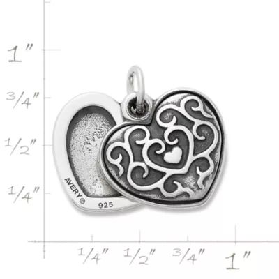 Ornate Heart Swivel Locket Charm in Sterling Silver - Image 6