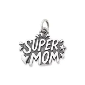"Supermom" Charm in Sterling Silver