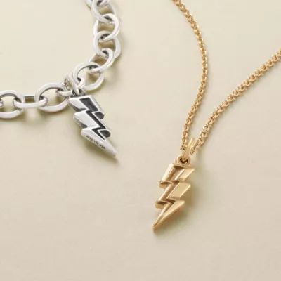 Lightning Bolt Charm in Sterling Silver or 14K Yellow Gold - Image 4